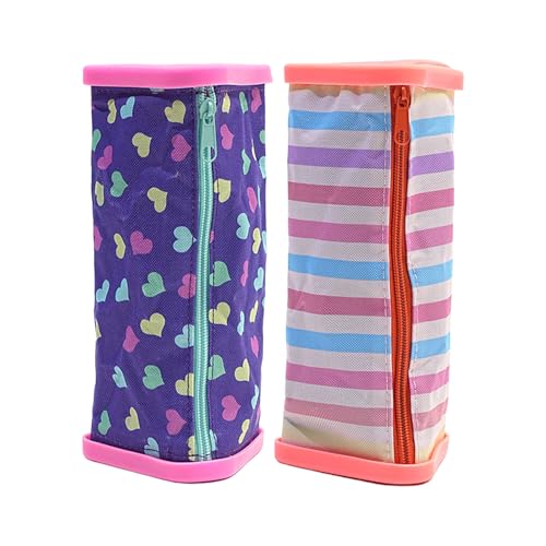 Songelt 2 x leichtes Federmäppchen, großes Fach, Mehrzweck-Federmäppchen, Federmäppchen, Reise-Make-up, Aufbewahrungstasche, platzsparende Organizer, g von Songelt