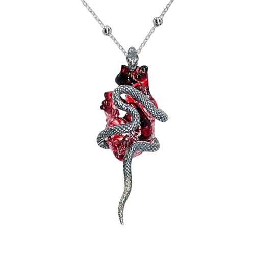 Songelt Dunkle Romantik Schlangen-Charm-Herz-Anhänger Halskette Gothic Schlüsselbeinkette verstellbare Kette Unisex-Schmuck Geschenk Unisex dunkler Schmuck, Einheitsgröße, Wie beschrieben, Wie von Songelt