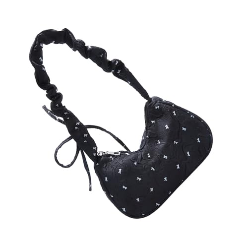 Songelt Elegante Unterarm-Umhängetasche mit plissiertem Riemen, geräumiger Innenraum, praktischer Stoff für den täglichen Pendler, lässige Handtasche für Damen, Schwarz , One Size Songelt Elegante Unterarm-Umhängetasche mit plissiertem Riemen, geräumiger Innenraum, praktischer Stoff für den täglichen Pendler, lässige Handtasche für Damen, Schwarz , One Size von Songelt