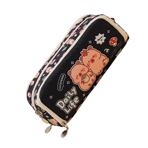 Songelt Federmäppchen mit großem Fassungsvermögen, 9 Schichten, mehrere Fächer, Segeltuch, Stiftebeutel, Reise-Kosmetik-Organizer, Tasche, Cartoon-Federmäppchen für Teenager, Schwarz von Songelt