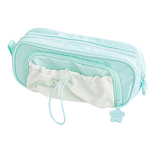 Songelt Federmäppchen mit großem Fassungsvermögen, hohe Kapazität, Aufbewahrungstasche mit Reißverschluss, Reise-Kosmetiktasche, tragbarer Organizer, Mehrzweckhalter, grün von Songelt