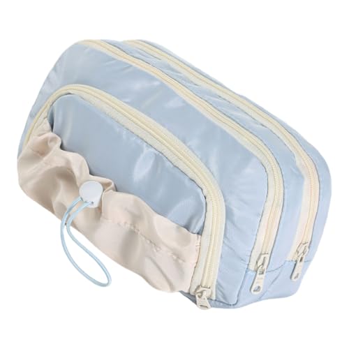 Songelt Federmäppchen mit hoher Kapazität, mehrere Fächer, mehrschichtige Stifttasche, Organizer, Reise-Make-up-Tasche, modisch, farbig, blau von Songelt