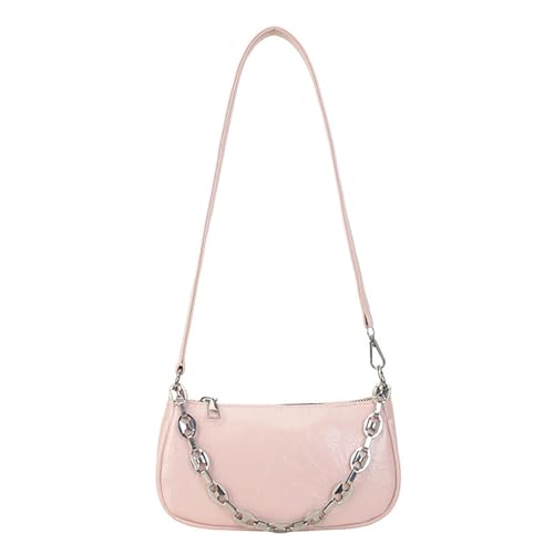 Songelt Modische Unterarm-Umhängetasche, praktische PU-Unterarmtasche, flexibler Riemen, kompakte Crossbody-Tasche mit Kettenakzent, moderne Umhängetasche für Damen, B, One Size von Songelt