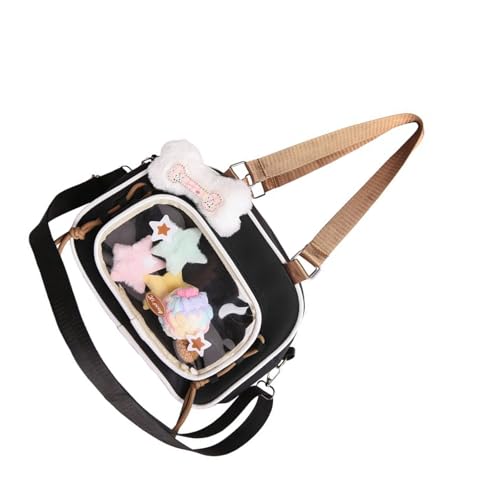 Songelt Praktische transparente PVC-Umhängetasche mit Anime-Thema, geräumig, für die Schule, organisiert mit verstellbarem Riemen, Anime-Abzeichen, Display-Umhängetasche, Schwarz , One Size von Songelt