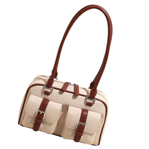 Songelt Retro-Handtasche für Damen, weiche PU-Schultertaschen, große Kapazität, Unterarm-Geldbörse, Abendtasche mit bequemem Riemen, Damen-Unterarmtasche, braun, One Size von Songelt