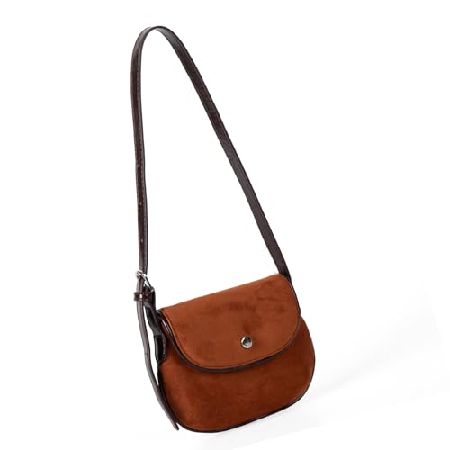Songelt Retro-Schultertasche aus Wildleder, mit verstellbarem Riemen, Mehrzweck-Arbeits- und Pendlertasche, Unterarm-Geldbörse für Damen und Mädchen, hochwertige Wildleder-Handtasche, braun, One Size von Songelt