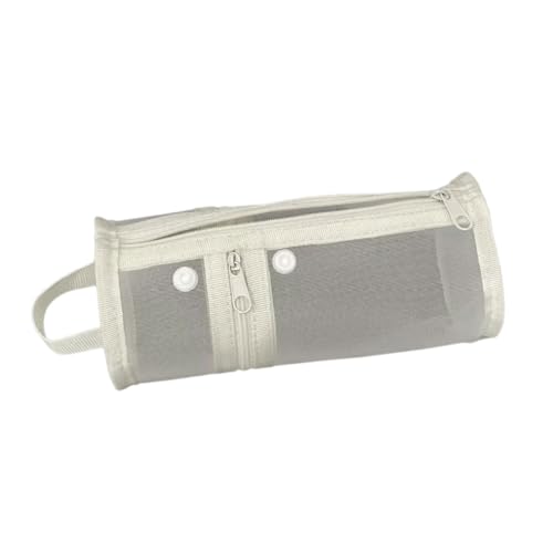 Songelt Schlichtes Federmäppchen, transparentes Federmäppchen, große Kapazität, Stifteetui, zylindrische Tasche, Organizer für Schule, große Kapazität, transparente Tasche, zylindrische Tasche, beige von Songelt