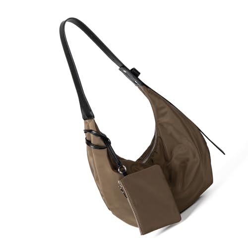 Stilvolle einfarbige Nylon-Umhängetasche, leichte Unterarm-Geldbörse mit mehreren Taschen, für den täglichen Gebrauch, Pendler für Damen, khaki, One Size von Songelt