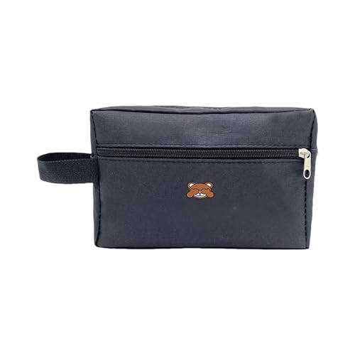Tragbare Kosmetiktasche mit mehreren Fächern, für Reisen, organisiert, Bären-Druck, Make-up-Tasche für Damen, Outdoor-Aktivitäten und schnelle Reise, stilvolle Kulturbeutel aus Oxford-Stoff, Schwarz von Songelt
