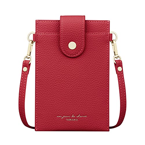 Songjum Mini-Handy-Geldbörse für Damen, Multicolor Crossbody-Handytaschen Pu-Leder-Handykarten-Geldbörse mit Münzkredit, Kartenhalter und verstellbarem Riemen (Red) von Songjum