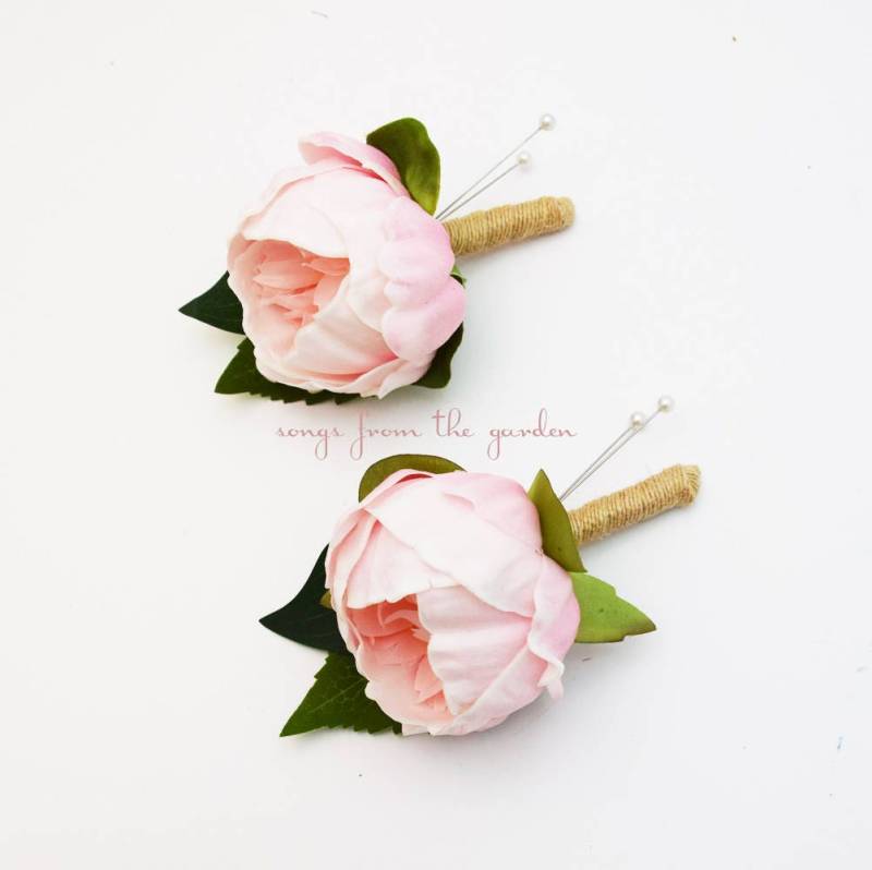Rosa Pfingstrose Boutonnieres - Bräutigam Groomsmen Hochzeit Abschlussball Heimkehr Boutonniere Hochzeitsblumen von SongsFromTheGarden