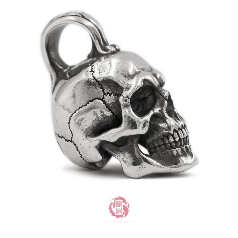 Oxidierte Sterling Silber Schädel Anhänger Halskette - Songyan Schmuck von SongyanJewelry