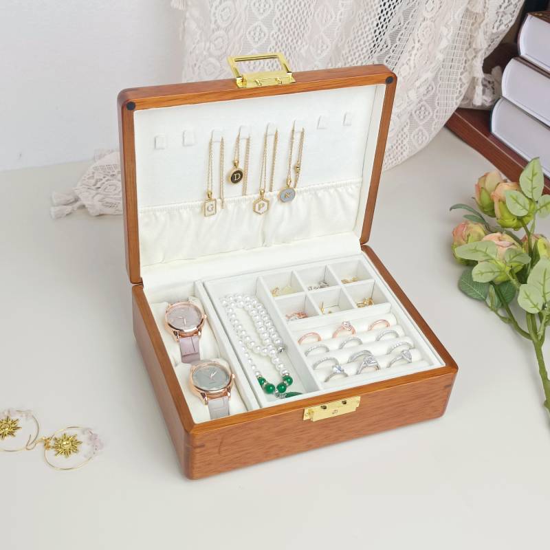 Bridal Beige Jewelry Box, Layered Box With Lock, Personalized Engraved Organizer, Custom Birthday Gift For Her Bridal Beige Jewelry Box, Layered Box With Lock, Personalized Engraved Organizer, Custom Birthday Gift For Her von Sonhha