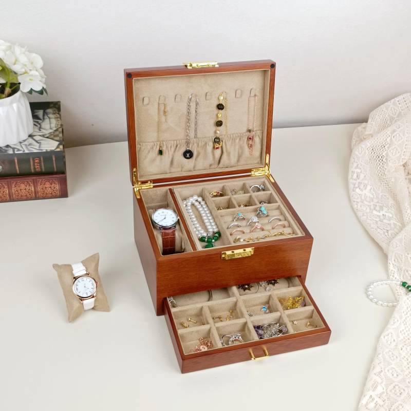 Large Jewelry Storage Case, Layered Multi-Functional Box With Lock, Personalized Engraved Box, Custom Birthday Gift For Her von Sonhha