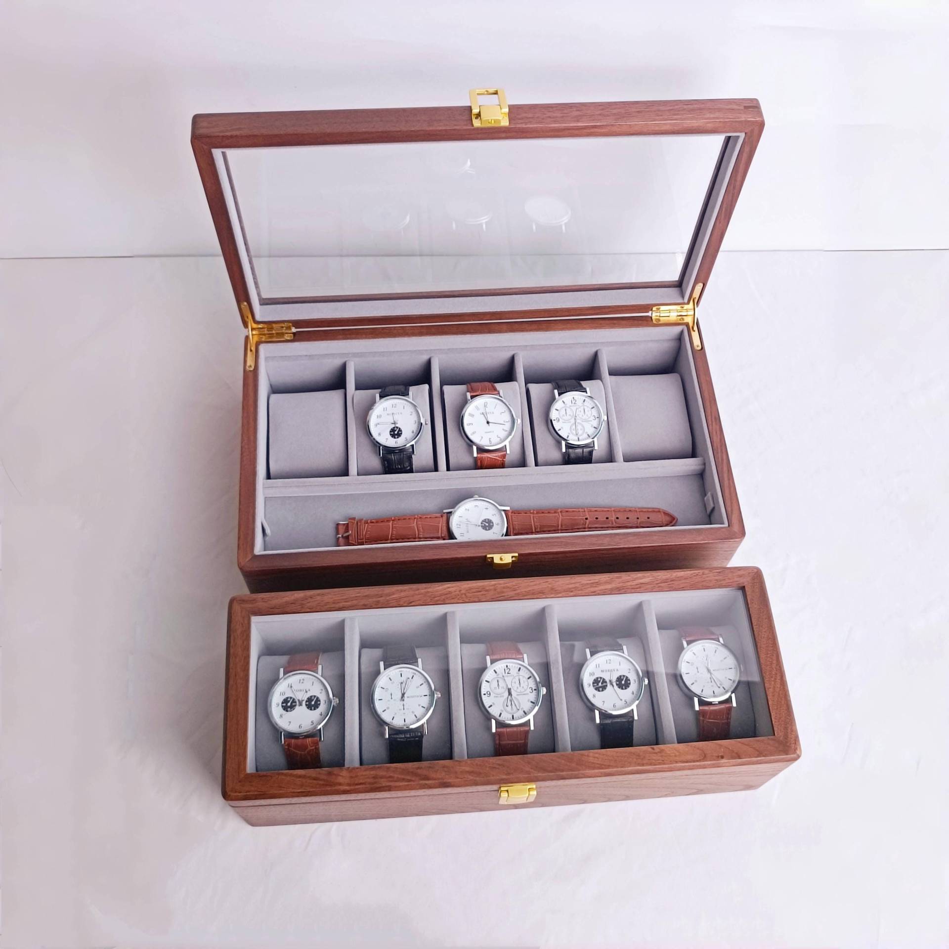 Large Watch Box, Multi-Slot Walnut Custom Wooden Organizer, Storage Anniversary Christmas Day Gift von Sonhha