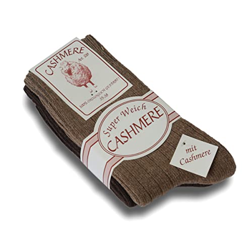 Sonia Originelli Cashmere Socken Wollsocken Kaschmir super weich und warm, Farbe beige-braun, Größe 43-46, 2 Paar von Sonia Originelli