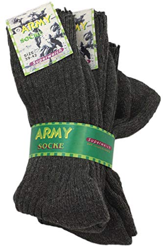 Sonia Originelli 3 Paar Wollsocken Army Look Wolle Strümpfe Grau Unisex Größe 39-42 von Sonia Originelli