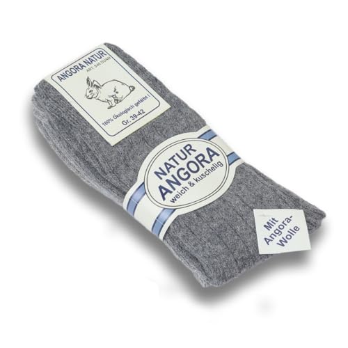 Sonia Originelli Angorasocken Wollstrümpfe dünn gestrickt, Farbe Hellgrau-Dunkelgrau, Größe 43-46, 2 Paar von Sonia Originelli