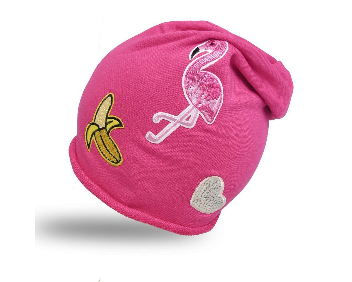 Sonia Originelli Beanie Beanie Mütze Kind Patch Aufnäher Banane Flamingo Herz trend Baumwolle Onesize, Patchapplikationen von Sonia Originelli