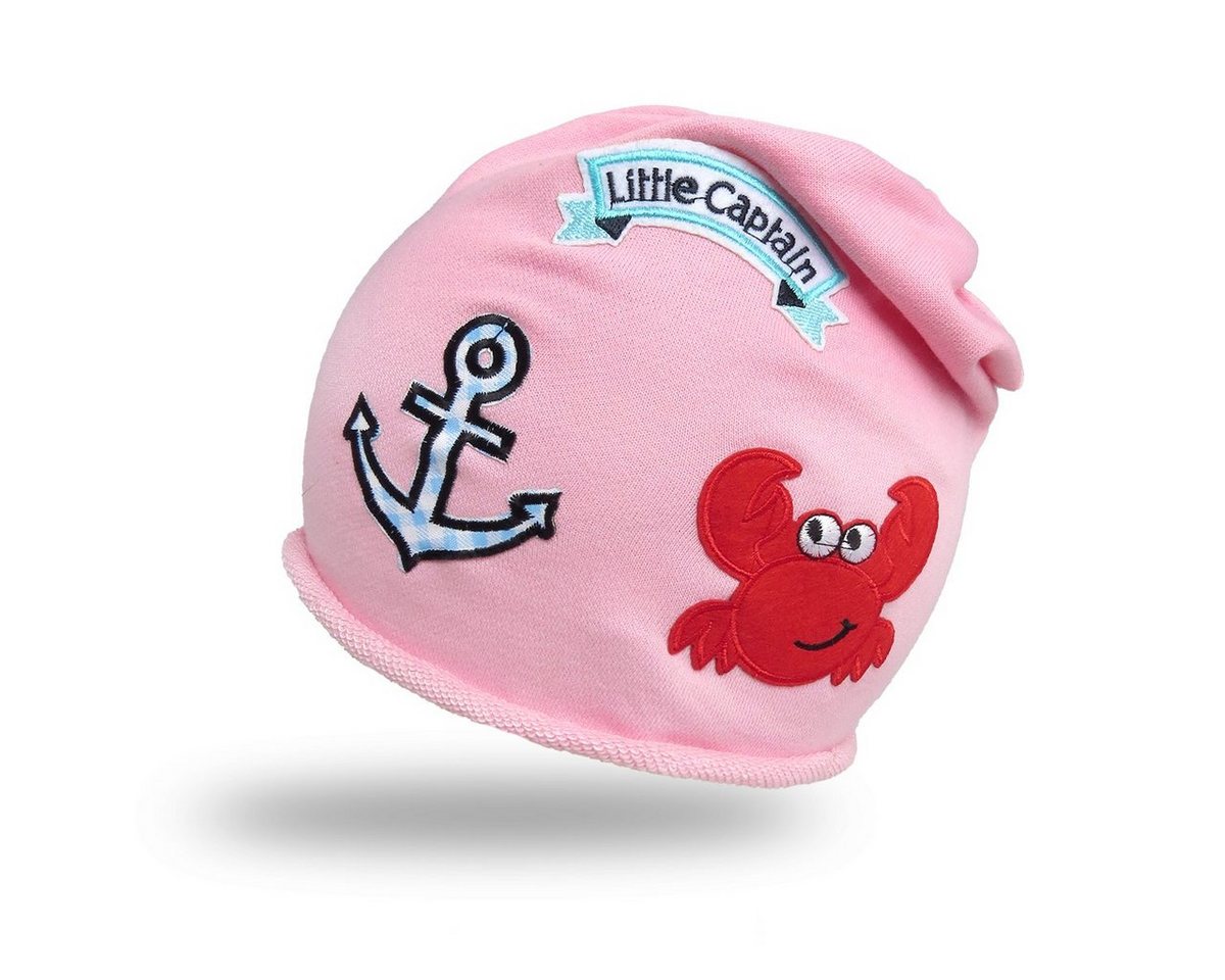 Sonia Originelli Beanie Beanie Mütze Kleinkind Patch Aufnäher Krabbe Anker Baumwolle Babymütze ca. 0-2 Jahre, Onesize von Sonia Originelli