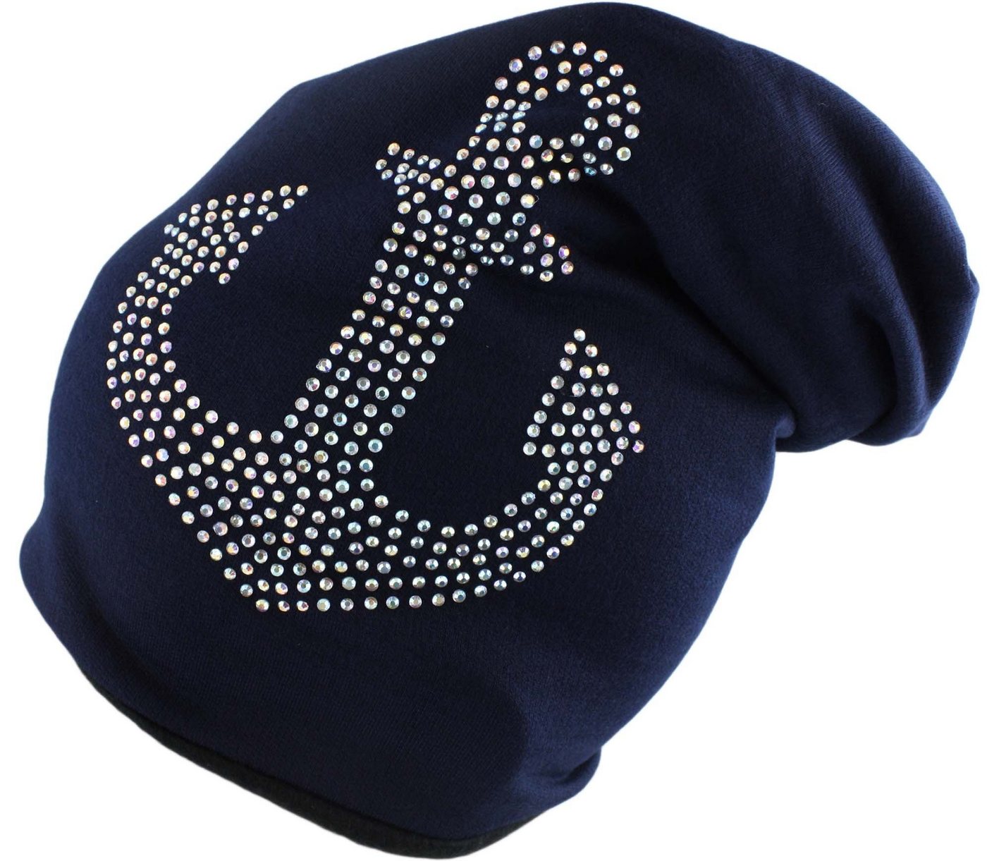 Sonia Originelli Beanie Kinder Fleece Beanie Anker Strass" Steine Winter Maritim" von Sonia Originelli