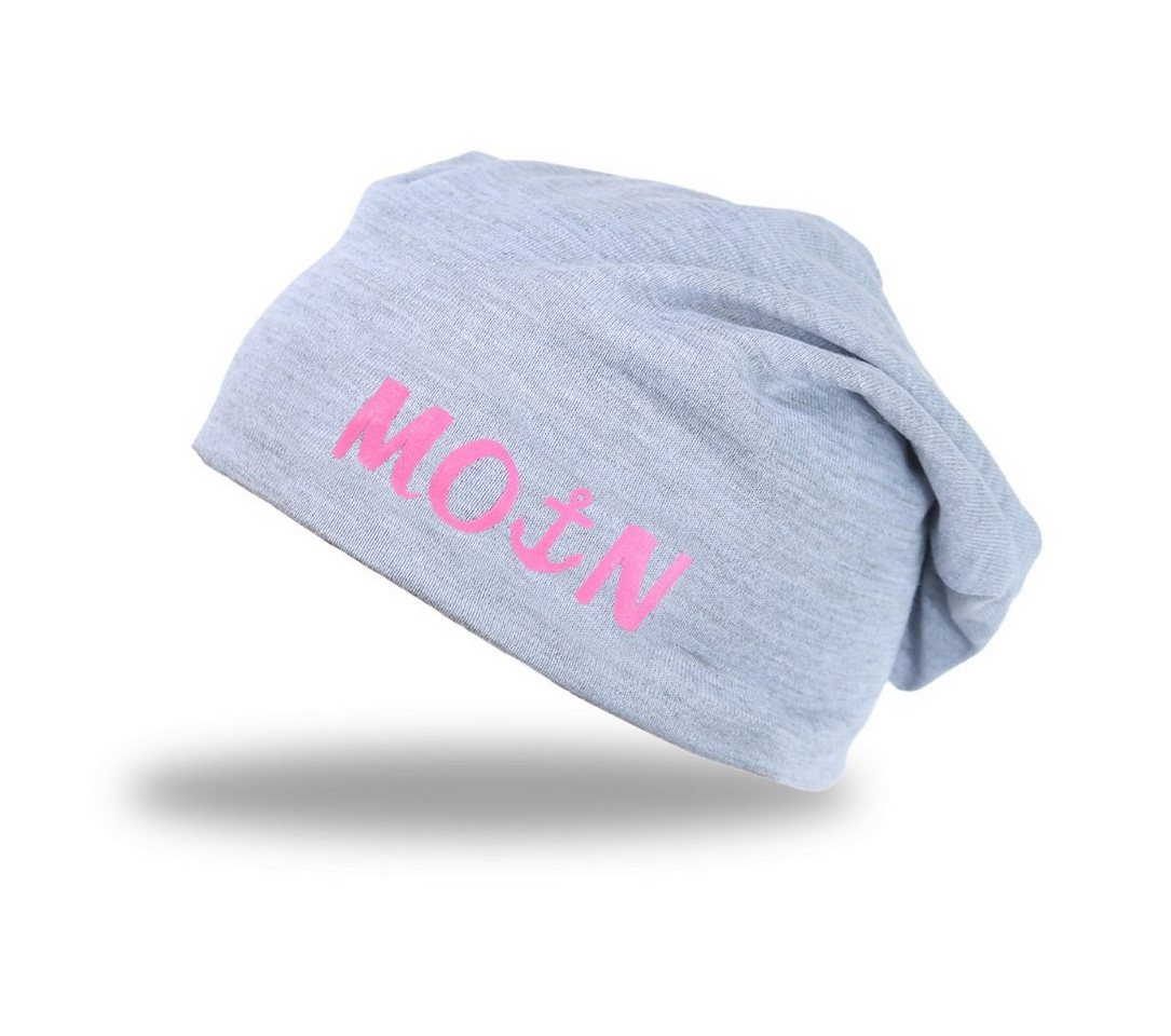 Sonia Originelli Beanie Kinder Beanie Mütze unifarben MOIN Aufdruck Anker maritim Unisex von Sonia Originelli