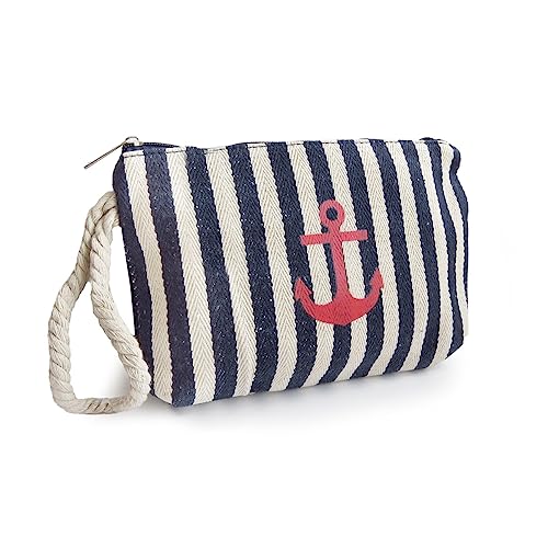 Sonia Originelli Kosmetiktasche maritim gestreift Anker Clutch Täschchen Farbe Marineblau von Sonia Originelli