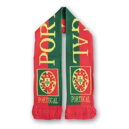 Sonia Originelli Fanartikel schöner Fan-Strickschal mit Fransen WM EM Fussball, Farbe: Portugal von Sonia Originelli