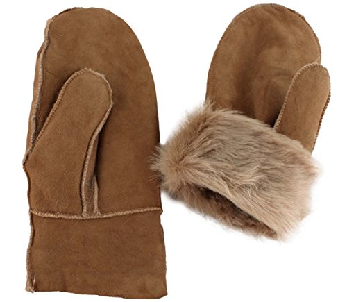 Sonia Originelli Fausthandschuh Schaf Lammfell Fäustlinge Leder Handschuhe Farbe Beige, Größe S von Sonia Originelli