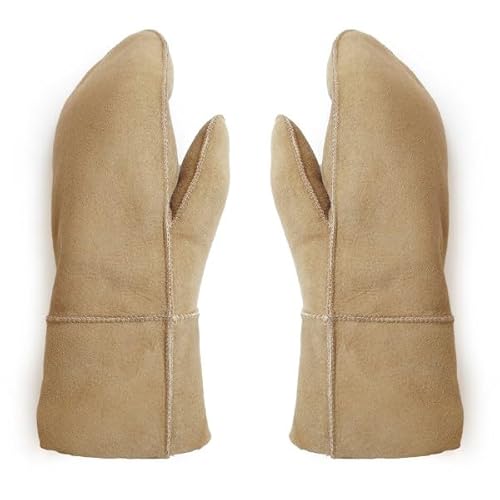 Sonia Originelli Fausthandschuhe aus Echtleder und Lammfell Schaffell warm und kuschelig, Farbe: natur, Gr. S von Sonia Originelli