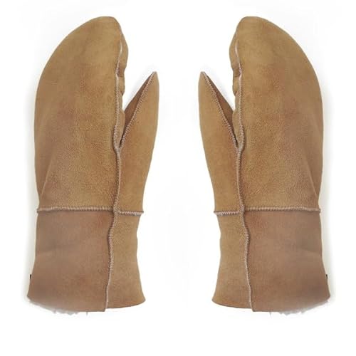 Sonia Originelli Fausthandschuhe aus Echtleder und Lammfell Schaffell warm und kuschelig, Farbe: braun, Gr. M von Sonia Originelli