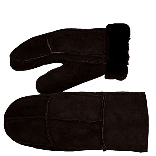 Sonia Originelli Fausthandschuhe Leder Schaf Lammfell Patchwork Fäustlinge Farbe Braun, Größe M von Sonia Originelli