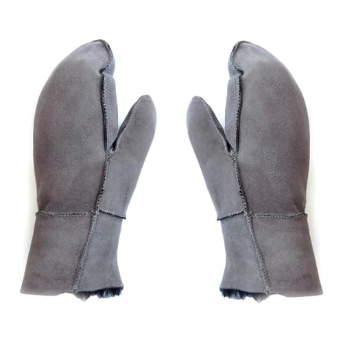 Sonia Originelli Fausthandschuhe aus Echtleder und Lammfell Schaffell warm und kuschelig, Farbe: mittelgrau, Gr. XL Sonia Originelli Fausthandschuhe aus Echtleder und Lammfell Schaffell warm und kuschelig, Farbe: mittelgrau, Gr. XL von Sonia Originelli