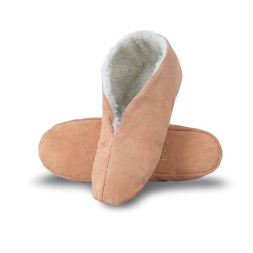 Sonia Originelli Wildleder Hausschuh Schluffi mit warmen Kuschelfell, Farbe: beige, Größe: 47 von Sonia Originelli