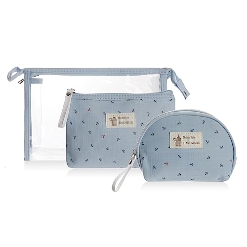 Sonia Originelli Kosmetiktaschen Set maritim Anker Clutch Täschchen Schminkbeutel Farbe Hellblau von Sonia Originelli