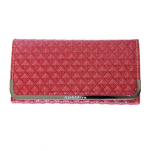 Sonia Originelli Portemonnaie Damen Geldbörse Clutch glänzend Lack 3D Optik Rauten Farbe Rot von Sonia Originelli