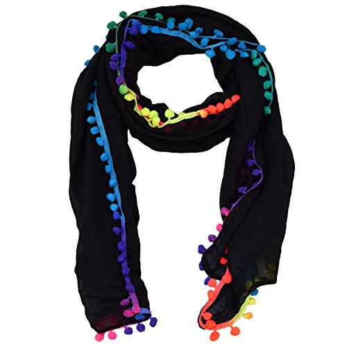 Sonia Originelli Schal Langschal Bommel Neon Bunt Sommer Farbe Schwarz von Sonia Originelli