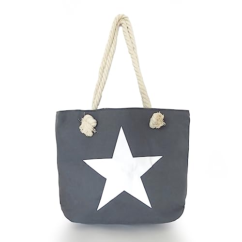 Sonia Originelli Strandtasche Stern Uni Marie Beachbag Shopper Farbe Dunkelgrau von Sonia Originelli