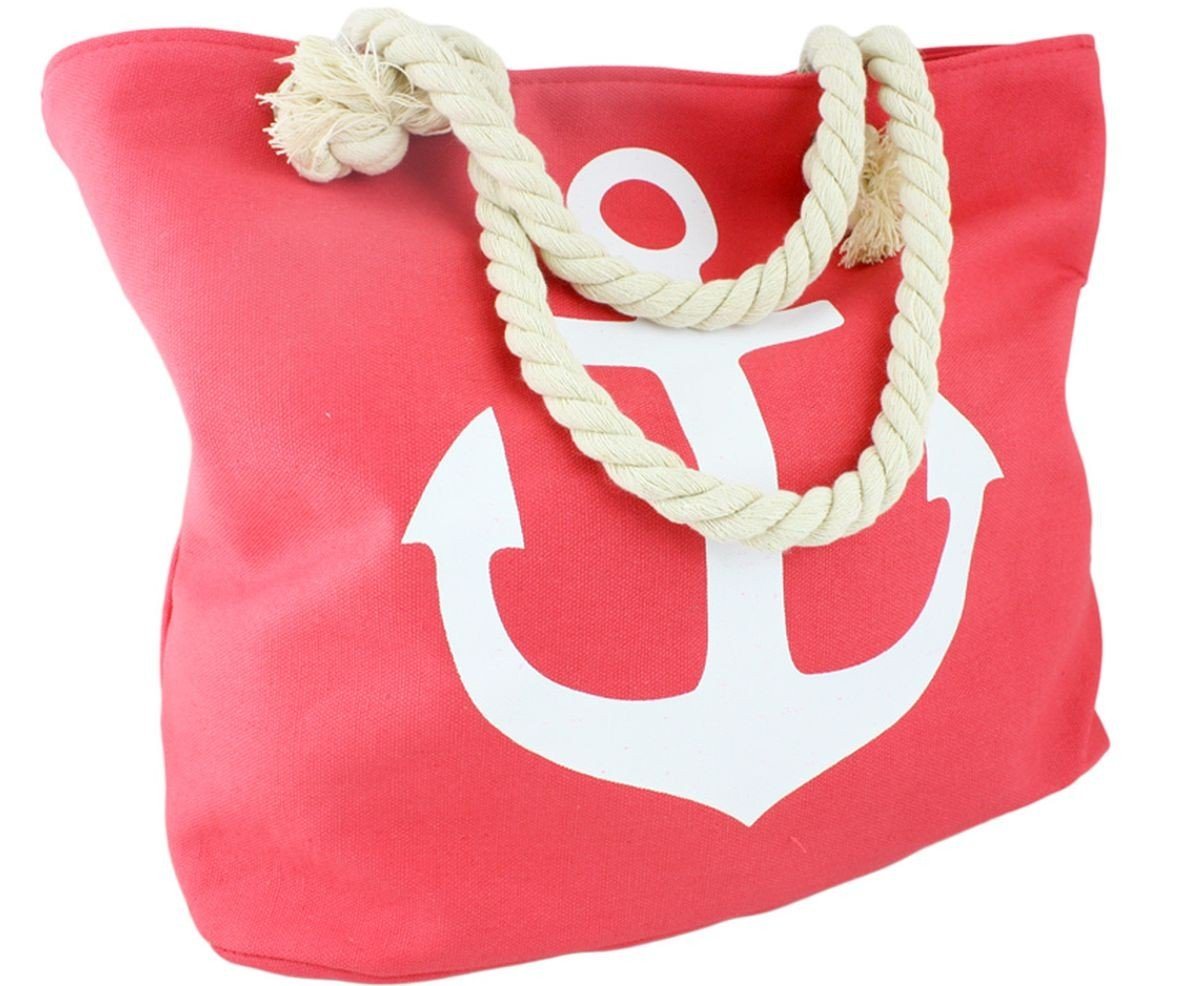 Sonia Originelli Strandtasche Strandtasche Anker uni mit Ankeraufdruck Seilkordeln Shopper, kleine Innentasche mit Reißverschluss von Sonia Originelli