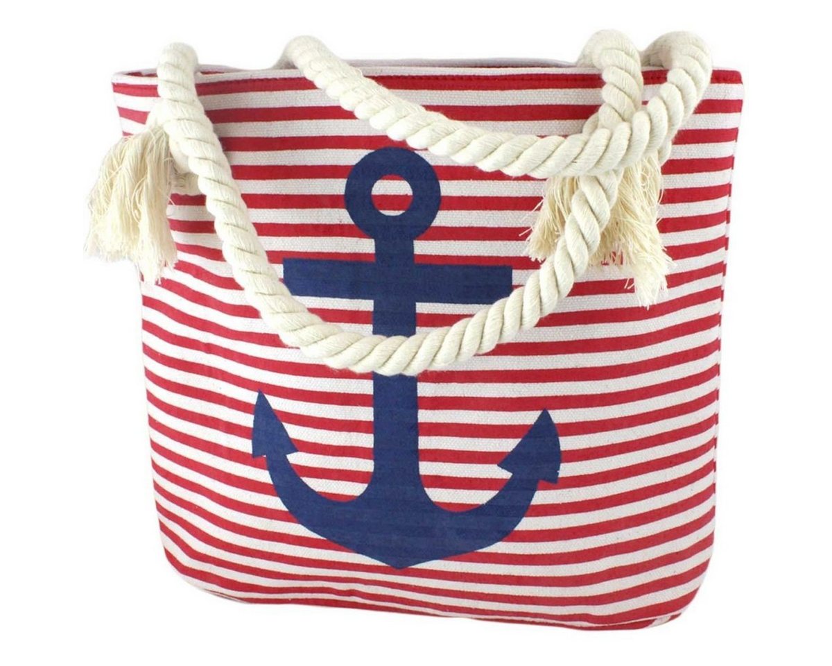 Sonia Originelli Strandtasche XS Shopper maritim gestreift Ankerprint Seilkordel von Sonia Originelli