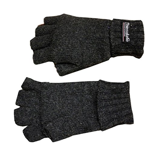 Sonia Originelli Strickhandschuh Halbfinger Wolle Fleece Winter Unisex Farbe Anthrazit, Größe L/XL von Sonia Originelli