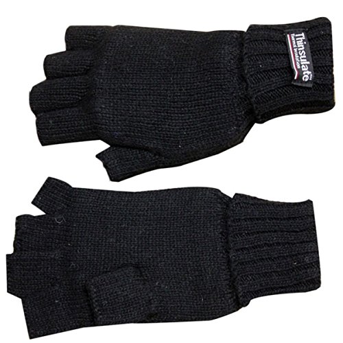 Sonia Originelli Strickhandschuh Halbfinger Wolle Fleece Winter Unisex Farbe Schwarz, Größe L/XL von Sonia Originelli
