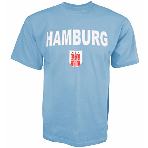 Sonia Originelli T-Shirt Herren Hamburg Classic Wappen Baumwolle Farbe Hellblau, Größe XL von Sonia Originelli