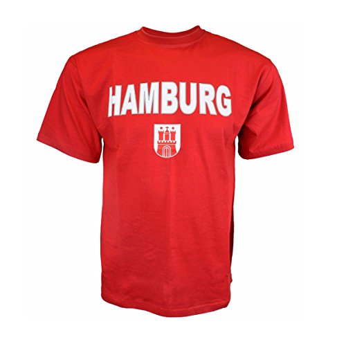 Sonia Originelli T-Shirt Herren Hamburg Classic Wappen Baumwolle Farbe Rot, Größe XL von Sonia Originelli