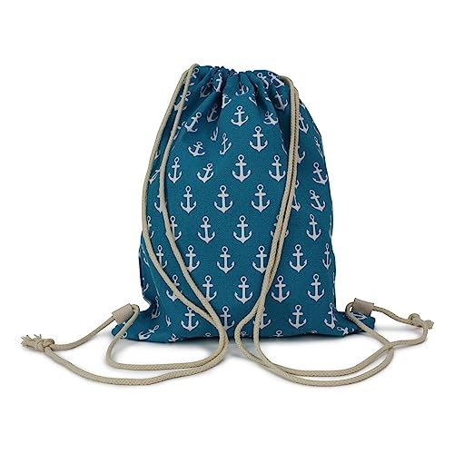 Sonia Originelli Turnbeutel Mini Anker Maritim Strand Beach Rucksack Farbe Hellblau von Sonia Originelli
