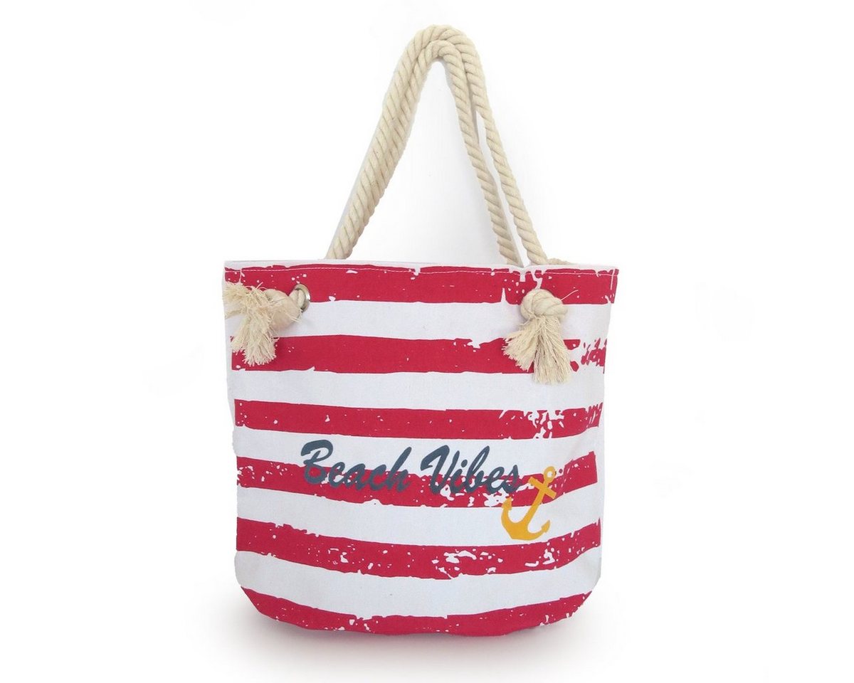 Sonia Originelli Umhängetasche Shopper Beach Vibes" Vintage Strand Sommer Tasche Streifen Anker, kleine Innentasche mit Reißverschluss" von Sonia Originelli