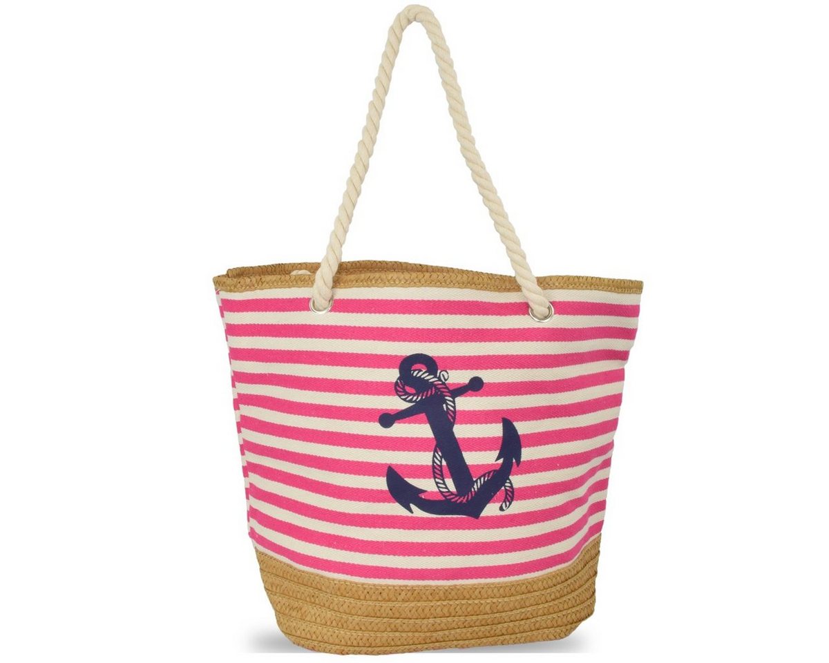 Sonia Originelli Umhängetasche Strandtasche Beachbag Shopper Anker Maritim Streifen von Sonia Originelli