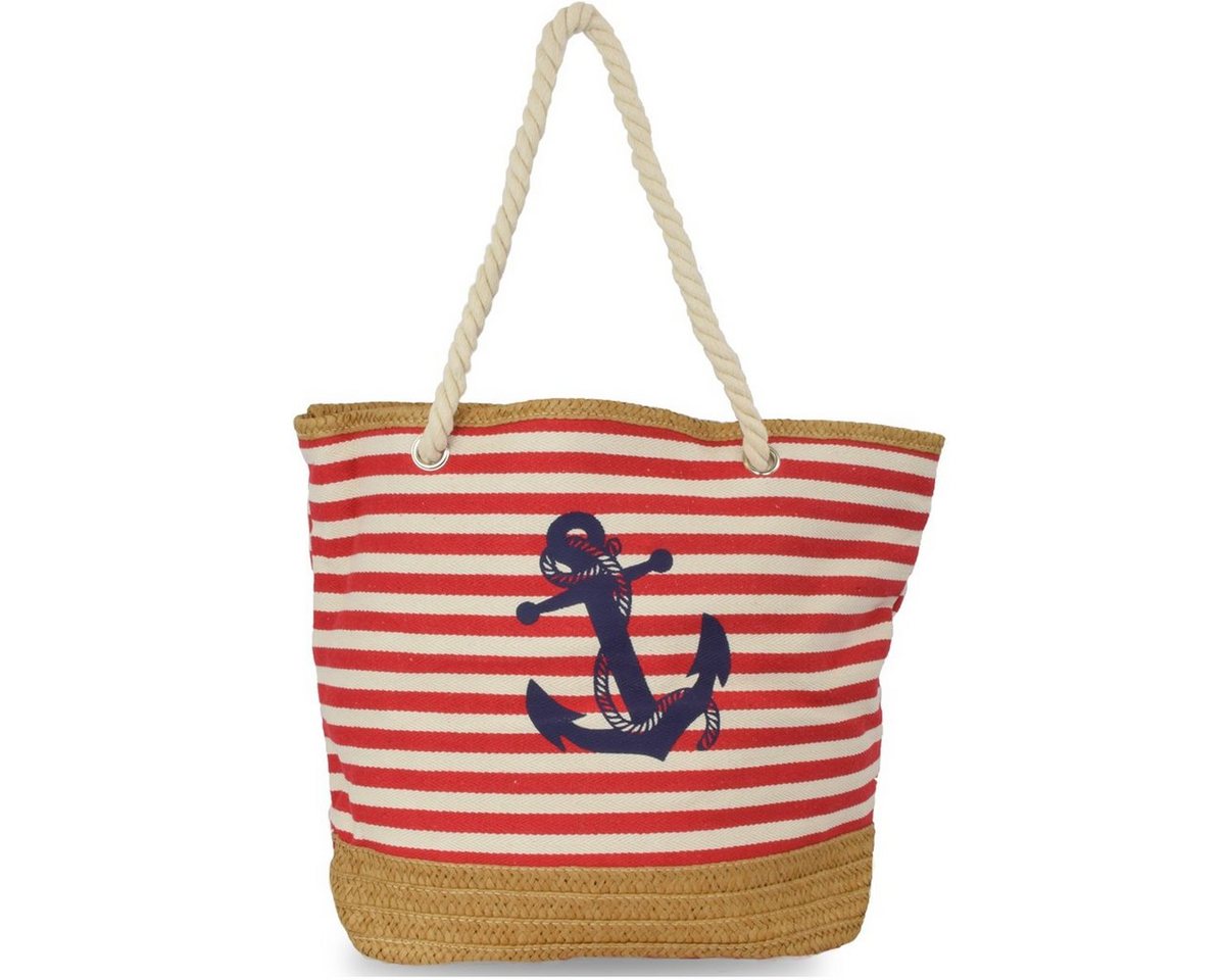 Sonia Originelli Umhängetasche Strandtasche Beachbag Shopper Anker Maritim Streifen von Sonia Originelli