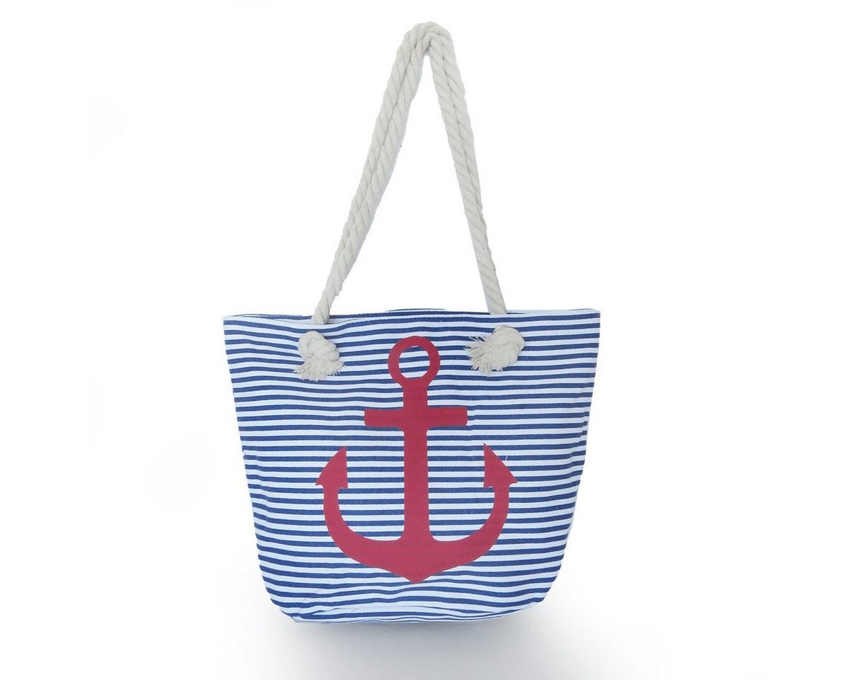 Sonia Originelli Umhängetasche Strandtasche mit Ankermotiv Beachbag Shopper Streifen Maritim von Sonia Originelli