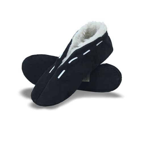 Sonia Originelli Wildleder Hausschuh Schluffi mit warmen Kuschelfell, Farbe: Schwarz, Größe: 48 von Sonia Originelli